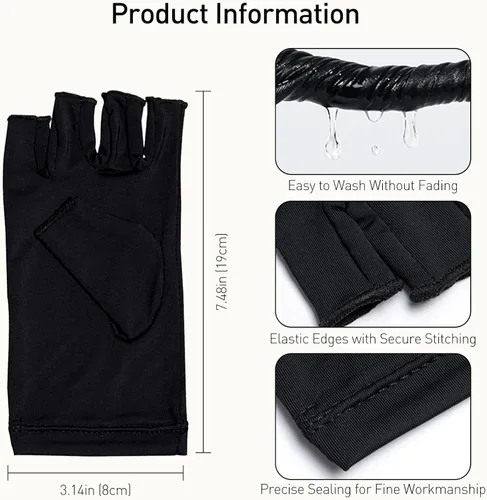 Miniatura 7 de Guantes UV para manicura de gel, UPF50+, guantes de luz UV sin dedos, para uñas de gel, guantes de manicura, guantes de protección UV para mujeres