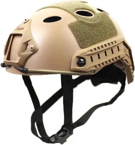 Miniatura 8 de Casco táctico PJ para Airsoft y Paintball con soporte para gafas de visión nocturna (NVG) y carril lateral Verde militar