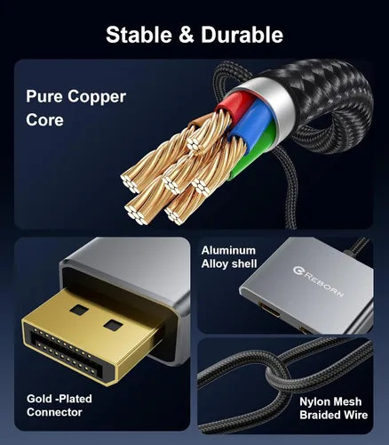 Miniatura 7 de Reborn Adaptador DisplayPort a HDMI dual 4K @60Hz Puerto de pantalla a HDMI 1 en 2 salidas divisor para monitor dual pantalla extendida, adaptador