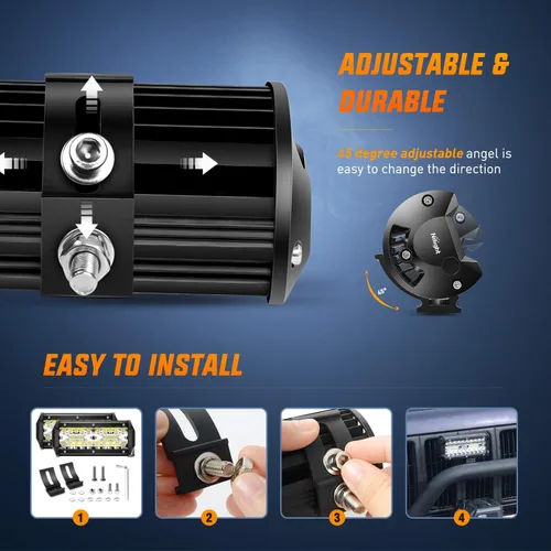 Miniatura 5 de Nilight Barra de luces LED de 6.5 pulgadas, 120W, combinada de inundación y foco, para todoterreno, conducción antiniebla, iluminación de trabajo