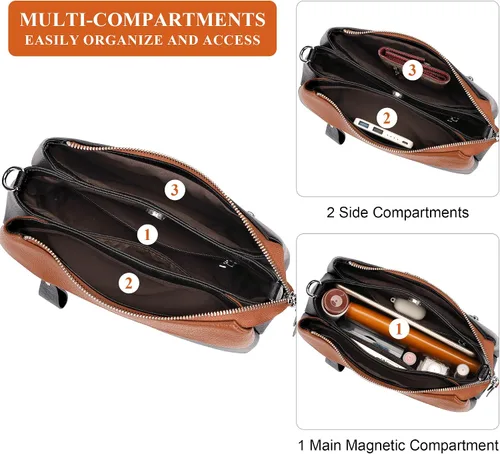 Miniatura 13 de Over Earth Genuine Leather Crossbody Bags for Women Small Hobo Handbags Shoulder Purses with 2 Detachable Straps
