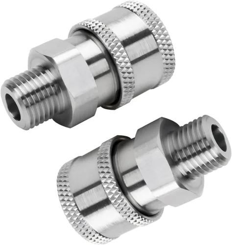 Beduan Adaptador de Lavadora a Presión de Acero Inoxidable 304 3/8" NPT Macho Conector Rápido Acoplador de Enchufe, 5000 PSI (Paquete de 2)