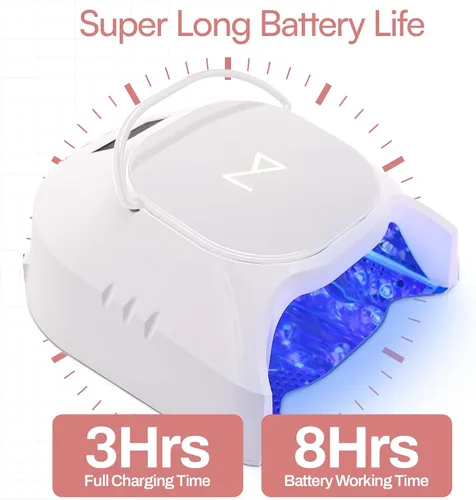Miniatura 7 de M - Lámpara de uñas profesional híbrida GlowPro de 86W inalámbrica recargable LED UV, secador de uñas inalámbrico para uñas de gel, manicura, Blanco