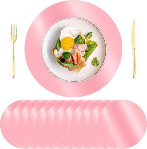 Miniatura 10 de KesaPlan 100 manteles individuales redondos azules, manteles individuales desechables de papel de 13 pulgadas para mesa de comedor, tapete de carga