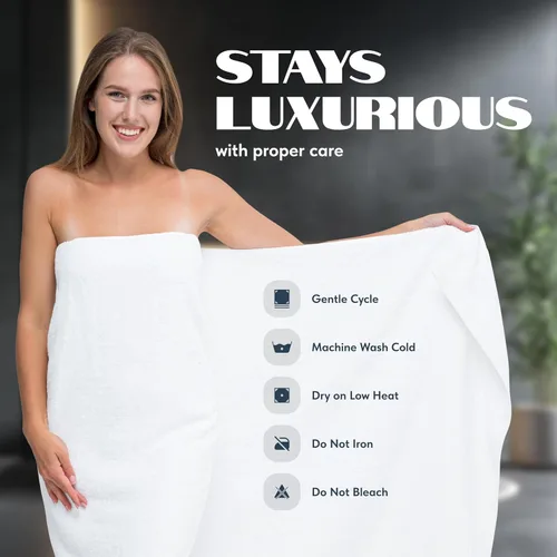 Miniatura 6 de White Classic Toallas de baño de lujo para adultos, extra grandes, 35 x 70 pulgadas, algodón turco de 700 GSM, altamente absorbentes, colección