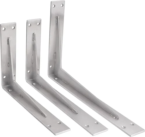 Miniatura 8 de YUMORE Soportes de estante resistentes, soporte de encimera de 1/5 pulgadas de grosor, soporte en L, soporte de metal industrial rústico negro mate