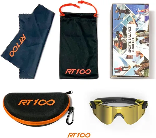 Miniatura 7 de Gafas de sol profesionales Ride Your Way, envolventes, sin marco, para ciclismo, para hombres y mujeres Oro negro dorado completo Ml