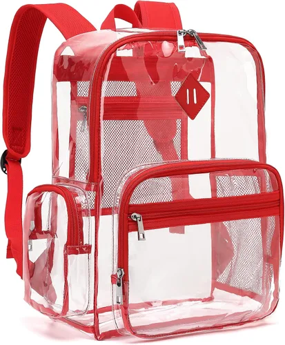Miniatura 11 de Fuyicat Mochila transparente resistente para niñas, niños, mujeres y hombres, mochila escolar transparente de PVC transparente (negro)