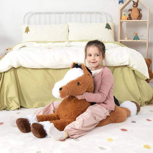 Miniatura 2 de MaoGoLan Peluche de caballo grande para niño, juguete de peluche de caballo grande para niña y niño, poni hinchable para niños, almohada de peluche