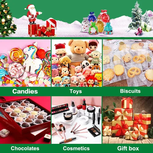 Miniatura 5 de YQL 30 PCS Bolsas de Regalo de Navidad con Cordón de Tamaños Variados, Bolsas de Envolver Navideñas Sacos de Regalo Regalos de Navidad Envoltura