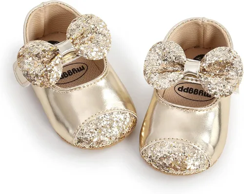 Morbido - Zapatos planos Mary Jane para bebés y niñas, suela suave antideslizante con nudo de lazo, zapatos de vestir de princesa para boda