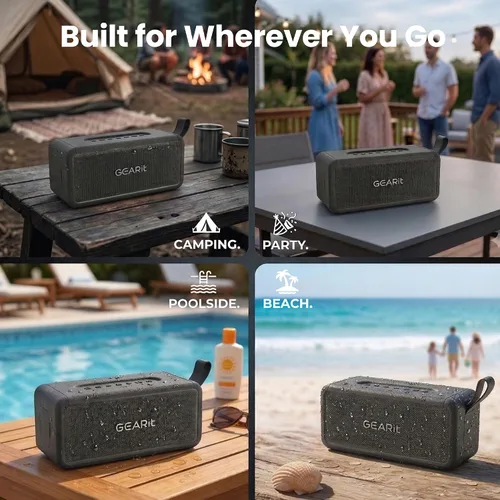 Miniatura 5 de GEARit Altavoz inalámbrico portátil Altavoz Bluetooth de 40 W V5.3 graves profundos IPX6 impermeable TWS emparejamiento 15H tiempo
