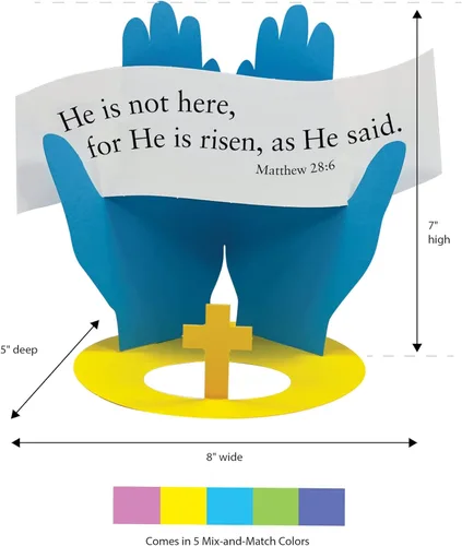 Miniatura 5 de FreshCut Crafts Devocional de Pascua Mateo 28:6 "He is Risen Kit de manualidades bíblicas de papel perforado 12 unidades: versículo de Pascua