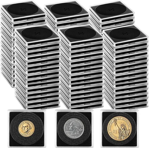 Miniatura 11 de 20 piezas de estuches ajustables de acrílico para colección de monedas con esponjas, soporte de monedas con cierre, estuches de protección