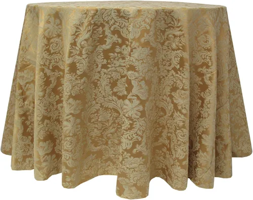 ULTIMATE TEXTILE Vintage Damask Miranda - Mantel ovalado (59.8 x 83.9 in), color dorado Dijon