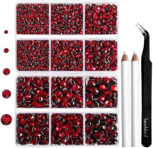 Miniatura 27 de 6736 piezas de diamantes de imitación Hotfix con parte trasera plana, diamantes de imitación rosa para manualidades y ropa, 5 tamaños mixtos, kit