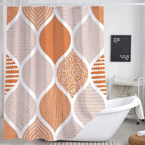 Miniatura 25 de JAWO Cortina de ducha gris retro bohemia de tela geométrica para decoración de baño, estilo bohemio, moderno, abstracto, cachemira, accesorios