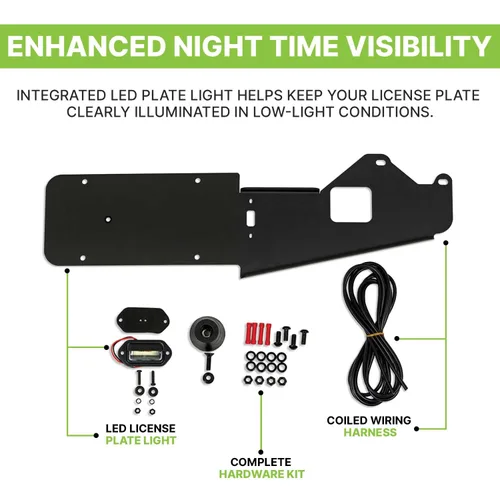 Miniatura 5 de DV8 Offroad Soporte de reubicación de matrícula trasera compatible con Ford Bronco 2021-2026 – 0.118 pulgadas de acero negro con recubrimiento