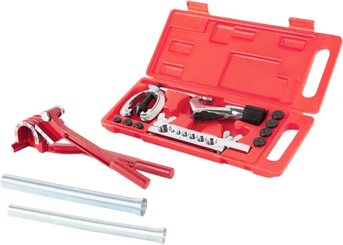 Miniatura 10 de Wostore Kit de herramientas de doble abocinación para bengalas dobles individuales de 45° con 7 adaptadores, herramienta de desbarbado de freno