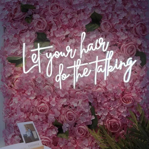 Miniatura 11 de Letrero de neón con luz LED de 20 pulgadas de Let Your Hair Do The Talking Beauty Salon Room de salón de belleza, decoración de pared hecha a mano