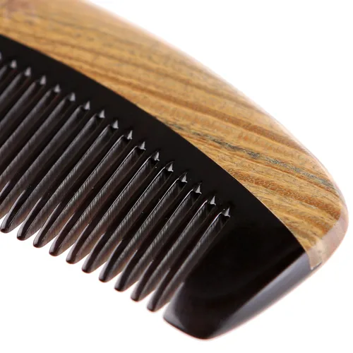 Miniatura 2 de Breezelike Peine para el cabello – Peine de dientes finos de madera para mujeres, hombres y niños – Peine de cuerno de búfalo de sándalo sin estática