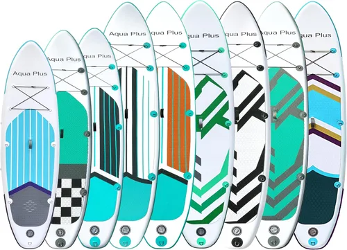 Miniatura 2 de Aqua Plus SUP inflable de 6 pulgadas de grosor para todos los niveles de habilidad, tabla de remo de pie, remo, bomba, mochila de viaje ISUP