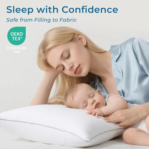 Miniatura 2 de Sasttie Almohada estándar, almohada individual de tamaño matrimonial para personas que duermen de lado, espalda y boca abajo, relleno alternativo