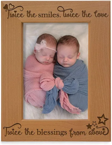 Miniatura 8 de KATE POSH - Twice The Smiles, Twice The Love, Twice The Blessings from Above - Marco de fotos grabado de madera natural - Marco de fotos