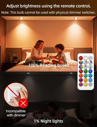 Miniatura 6 de ILC Bombilla LED GU10, equivalente a 40 W, cambio de color, 12 colores, 5 W, regulable, blanco cálido, 2700 K, RGB con control remoto (paquete de 4)