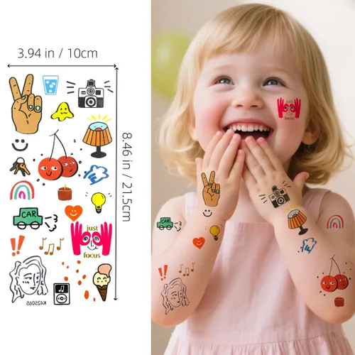 Miniatura 3 de Xmasir 210 Piezas Tatuajes Temporales para Niños, Estilos Mixtos Tatuajes que Brillan en la Oscuridad Pegatinas para Niños y Niñas Flor Mariposa