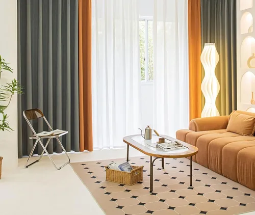 Miniatura 14 de Daesar Blackout Curtains for Bedroom 63 Inch Length, Eyelet Thermal Drapes Splicing Jacquard Geometric Texture Beige White Yellow Blackout Curtains