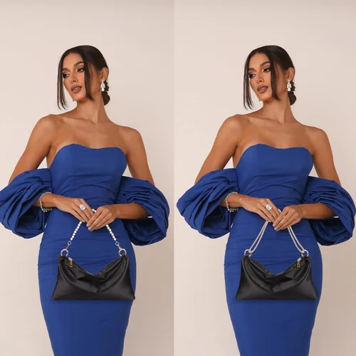 Miniatura 2 de Prpeko Bolso de noche de satén para mujer, bolso de mano para mujer, bolso de hombro de boda con 2 cadenas para fiesta de cóctel formal