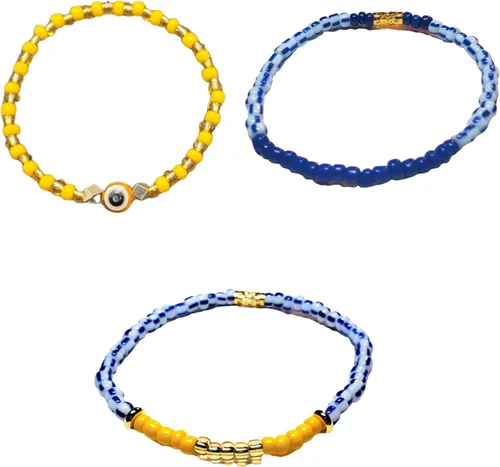 Miniatura 18 de Juego de 3 pulseras de cuerda elástica de santería de ojo malvado hechas a mano Obatala Oshun Yemaya Orula Elegua Oya Ogun Ochosi Shango Babalu Aye