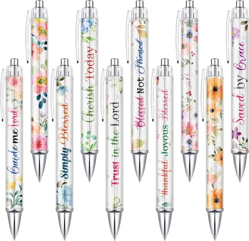 Miniatura 10 de Tinlade 10 piezas de bolígrafos cristianos para mujeres, bolígrafos de tinta religiosa, regalos de Pascua, citas inspiradoras, versículos bíblicos