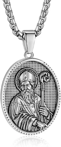 Miniatura 51 de Collar de patrón de santo, San Miguel/Virgen María/Rafael/Judá/Cristóbal/Benedicto/José/Patricio/Francisco/Florián/Tomás/Antonio, acero inoxidable