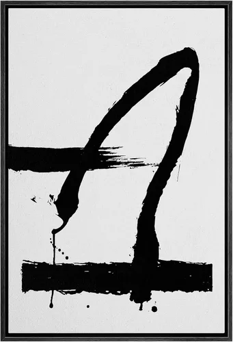Miniatura 3 de SIGNWIN - Lienzo enmarcado para pared, patrón de anillo circular en negro, gris y blanco, formas abstractas, ilustraciones, arte moderno