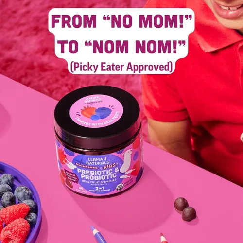 Miniatura 6 de Llama Naturals Gomitas de probióticos para niños con fibra prebiótica, veganas, prebióticos y probióticos orgánicos para el apoyo a la salud