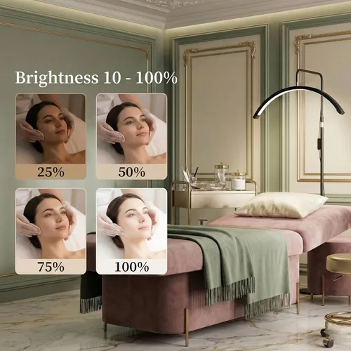 Miniatura 4 de Hi_friend Lámpara de media luna portátil de 23 pulgadas, luz de pestañas para esteticistas, lámpara LED de piso arqueada brillante para extensiones