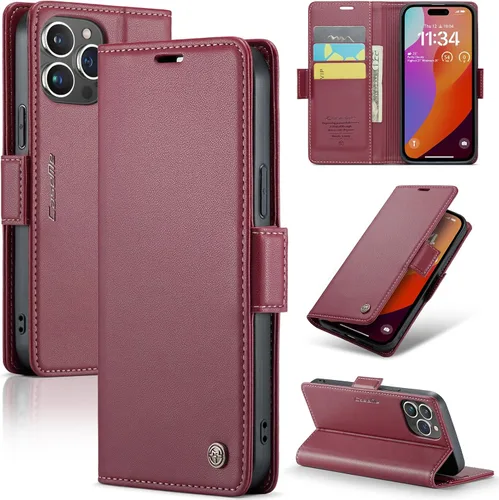Miniatura 13 de SINIANL Funda tipo cartera compatible con iPhone 15 con tarjetero para mujeres y hombres, con bloqueo RFID, cierre magnético, función atril