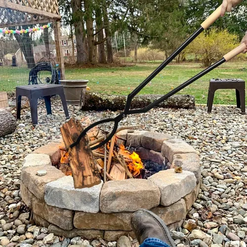 Miniatura 8 de Pinzas para Leña de Servicio Pesado – Pinzas Grandes para Chimenea de 42" Agarrador de Troncos con Forma de Tijera Serrada, Pinzas Portátiles