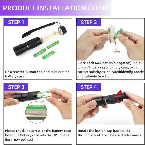 Miniatura 8 de Linterna UV Luz Negra–Pequeña Portátil Mini de 12 LED, Luz Negra para Detección de Manchas Ocultas en la Habitación, Curado de Resina, Búsqueda