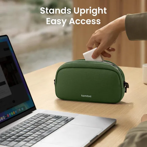 Miniatura 3 de tomtoc Organizador de Electrónicos Estuche de Viaje, Bolsa de Viaje Resistente al Agua Organizador de Cables para Artículos Esenciales, Estuche Verde
