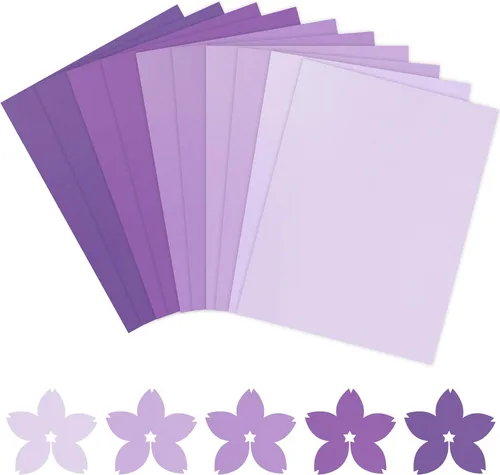 Whaline 50 Hojas de 8.5 x 11 Pulgadas Papel de Cartulina Morada 5 Colores Lávender Sólidos Papel de Cartulina para Álbum de Recortes, Manualidades,