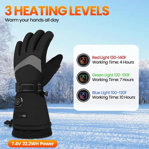 Miniatura 11 de MADETEC Guantes térmicos para hombres y mujeres, 7.4 V 22.2 Wh, batería recargable, guantes térmicos eléctricos, para pantalla táctil completa