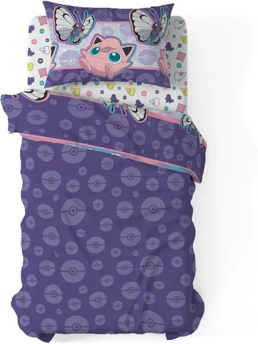Miniatura 6 de Northwest Pokemon - Juego de cama de tamaño individual en una bolsa, Pikachu Eevee Jigglypuff, ropa de cama de anime para niños y niñas, batalla