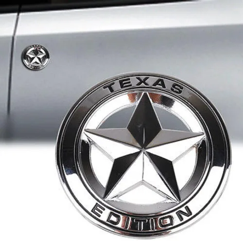 Miniatura 6 de Muzzys Juego de dos) Texas Edition Star Chrome y Black Round Emblema de escudo universal de 3 pulgadas para Tundra, Tacoma, F150, Silverado, Titán
