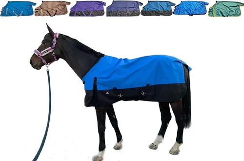 Miniatura 9 de 1200Denier - Manta impermeable y transpirable para caballo (63.8 in), color azul