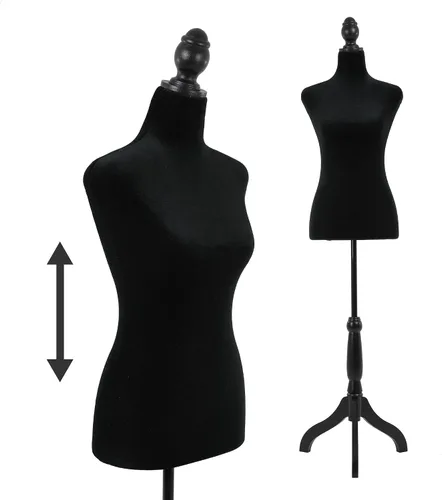 Maniquí, maniquí de cuerpo femenino ajustable de 49.6-63.4 pulgadas, maniquí de vestido de madera maciza con soporte, maniquí de costura femenino,
