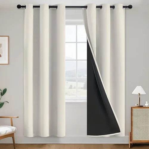 Miniatura 163 de SimpleHome - Cortinas opacas 100% para recámara, cortinas de ventana con ojales beige, con aislamiento térmico, cortinas de oscurecimiento