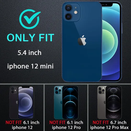 Miniatura 2 de YKHJKLEC Funda para iPhone 12 Mini, grado militar 3 en 1, resistente a los golpes, a prueba de caídas, polvo con 2 protectores de pantalla de vidrio